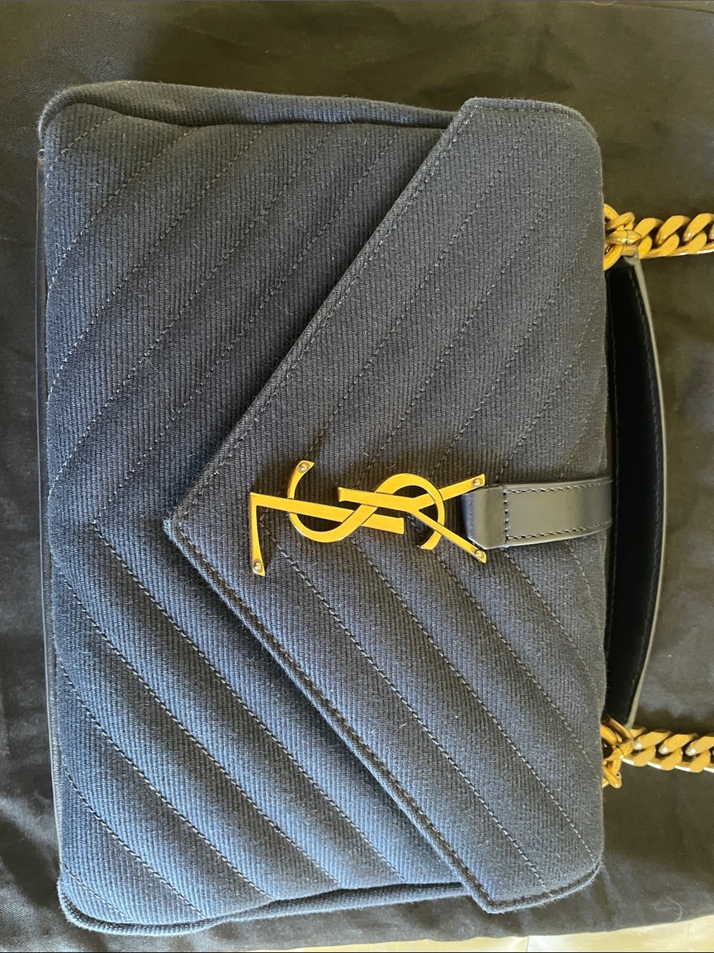 Yves Saint Laurent Black Quilted Shoulder Bag with Gold Hardware